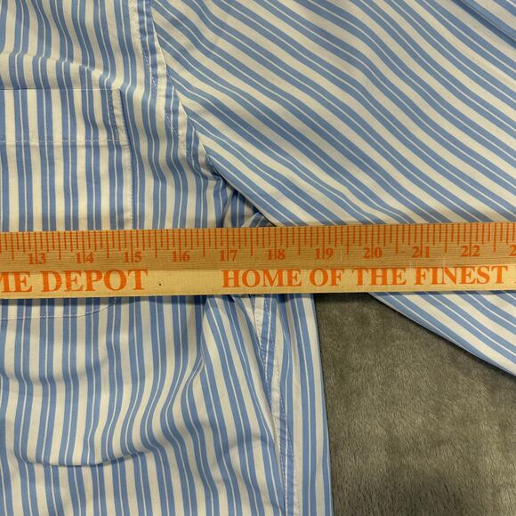 Abercrombie and Fitch Muscle Shirt Medium Blue & White Stripe Button Up Preppy - Picture 6 of 9